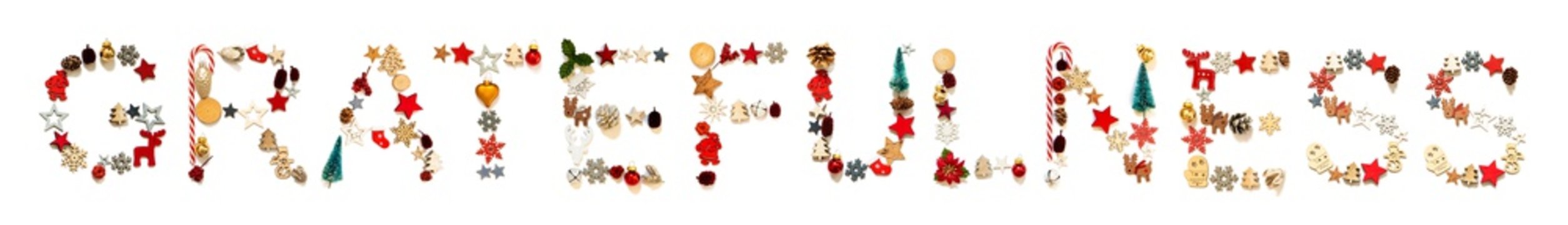 Colorful Christmas Decoration Letter Building Word Gratefulness