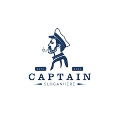 captain ship Logo Design Vector