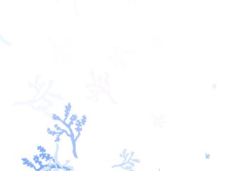 Light Pink, Blue vector doodle backdrop with sakura.
