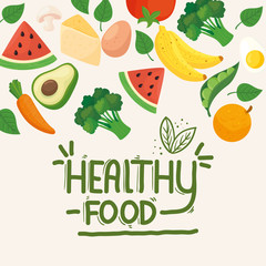 banner healthy food, fruits and with vegetables vector illustration design