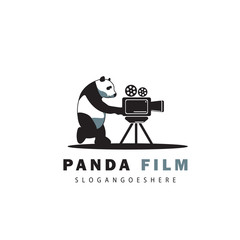 Panda Movie Film  Logo Design Vector