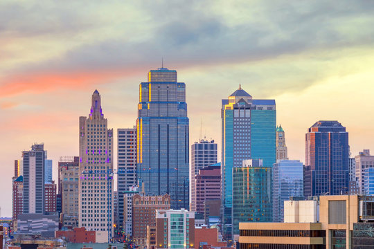 View of Kansas City skyline in Missouri