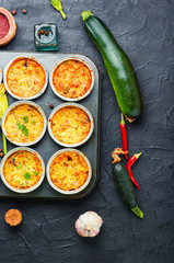 Freshly baked muffins with zucchini