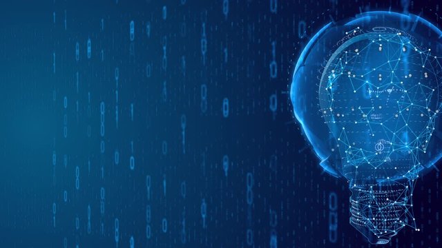 Rotating bulb seamless loop, electricity, fintech, idea