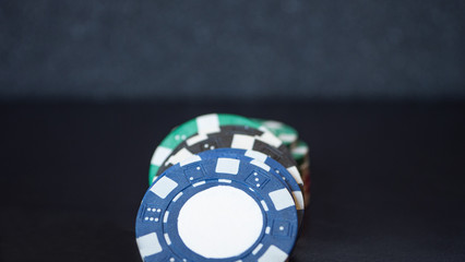multicolored poker chips in the middle