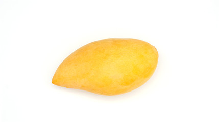 Ripe Barracuda mango on a white background.