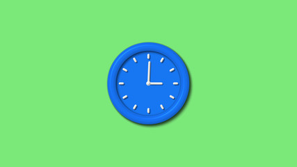 12 hours 3d wall clock icon on green background,Clock icon