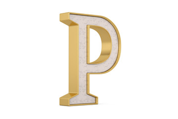 Gold frame luxury alphabet Isolated On White Background, 3D render. 3D illustration.