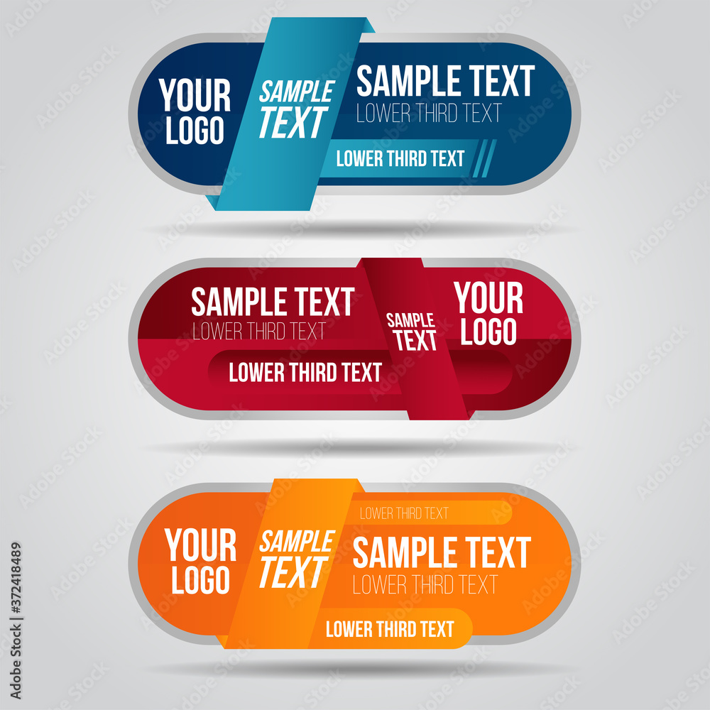 Poster lower third white and colorful design tv template modern contemporary. set of banners bar screen bro