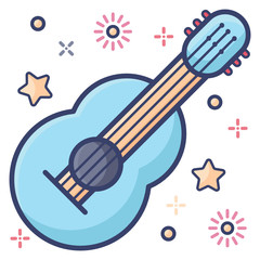 
Flat style icon of guitar, musical instrument 
