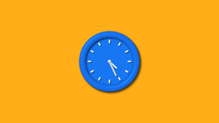 New 12 hours 3d wall clock icon on orange background,3d clock icon