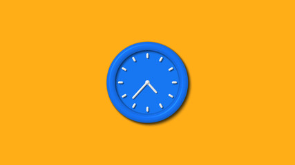 New 12 hours 3d wall clock icon on orange background,3d clock icon