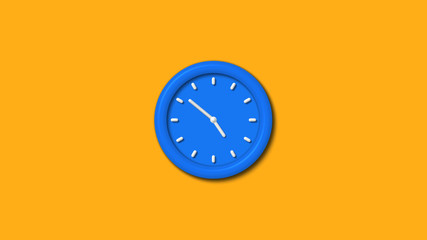 New 12 hours 3d wall clock icon on orange background,3d clock icon