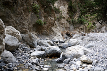 Water stream in the Samaria Gorge, Crete, Greece
