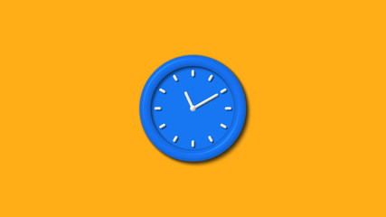 12 hours 3d wall clock icon on orange color background,3d clock icon