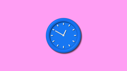 12 hours 3d wall clock icon on pink light background,New 3d clock icon