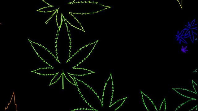 marijuana cannabis leaf in rainbow colors, VJ loop