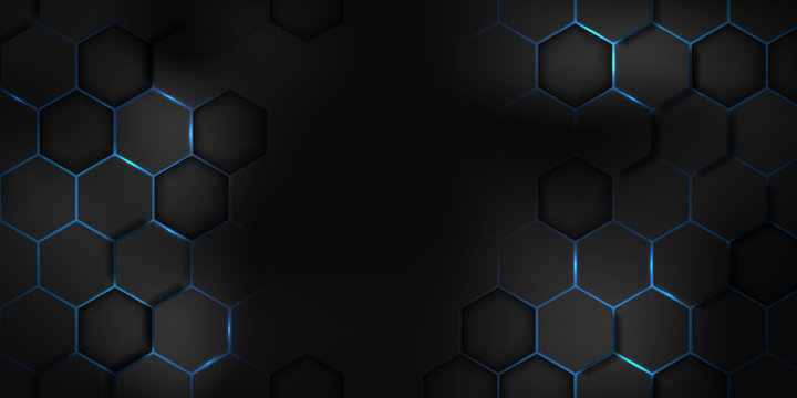 abstract black blue Hexagon texture sports Vector illustration. geometric background. Modern shape concept.