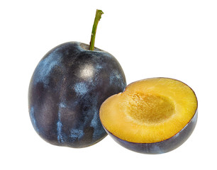 Fresh plum isolated on white background with clipping path