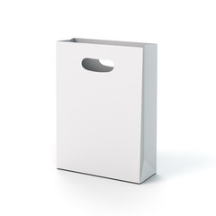 paperbag with hole handle, white, 3D Render
