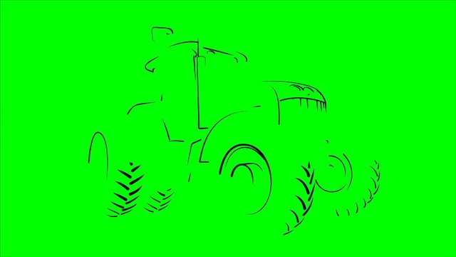 The Sketch of a big heavy tractor.