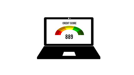 credit score concept on the screen of  laptop, checking payment history in bank