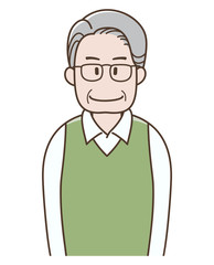 微笑むシニア男性のイラスト