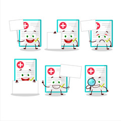 Medical payment cartoon character bring information board