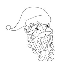 Santa Claus monochrom head. Art design element christmas isolated hand drawn object for web, for print