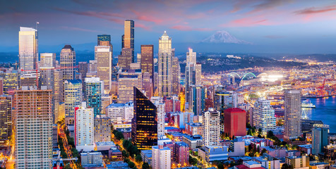 Seattle skyline at twilight