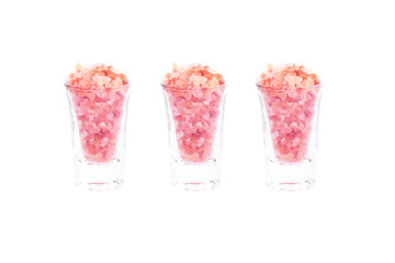 Himalayan Pink Salt isolated on white background. Health concept.