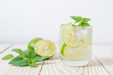 iced lime soda with mint