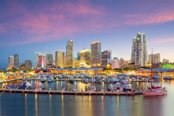Miami city skyline panorama at twilight