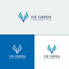 Letter V with leaf logo concept, Nature icon design logotype vector illustration