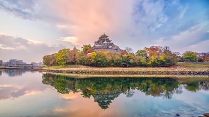 Fototapeta na wymiar Okayama castle in autumn season in Okayama city, Japan