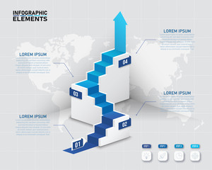 Colorful 3d stair infographic elements design with 4 options,Steps or processes and marketing can be used for workflow layout and presentation.