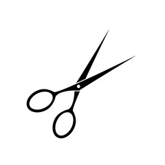 Vector black scissors icon on white background.