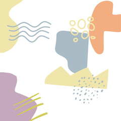 Abstract vector background with geometric organic shapes, dotted textures, unusual elements. For cover, invitation, banner, placard, brochure, poster, card flyer and other