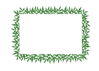 Watercolor hand painted frame with green leaves. Banner for invitation, wedding or greeting card.
