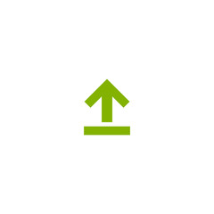 green sharp arrow up. icon isolated on white. Upload icon.