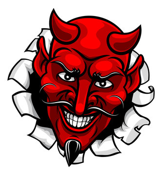 A devil or satan evil mascot cartoon face