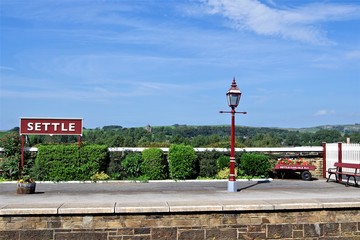 Settle railway station platform, Settle, North Yorkshire, England. © Peter