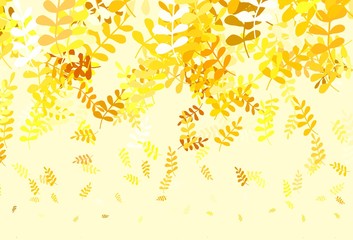 Obraz premium Light Yellow vector doodle pattern with leaves.
