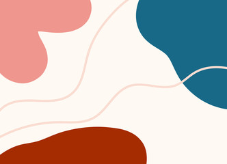 Trendy social media banner template with abstract organic shapes composition in contemporary collage minimal style