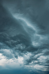 Obraz premium Stormy Sky Before Rain Thunderstorm. Storm Cloudy Sky Background
