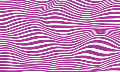 Minimal abstract purple and white background. Purple wavy lines pattern. Optical art, opart striped. Modern waves, geometric line stripes. vector illustration