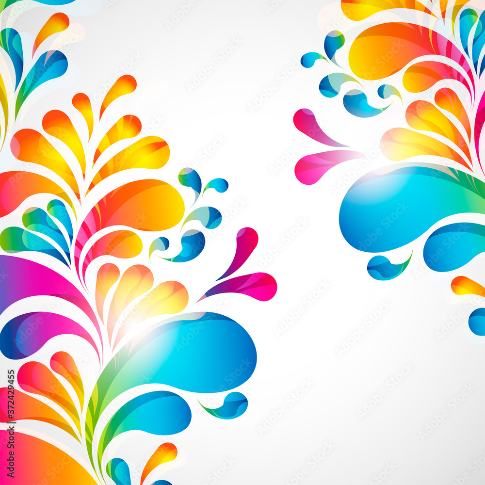 Poster abstract background with bright teardrop-shaped arches.