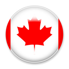 Flag of Canada in the form of a round button with a light glare and a shadow. The symbol of Independence Day, a souvenir, a button for switching the language on the site, an icon.