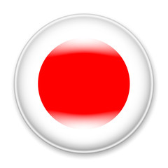 Flag of Japan in the form of a round button with a light glare and a shadow. The symbol of Independence Day, a souvenir, a button for switching the language on the site, an icon.