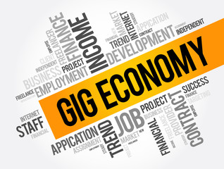 Gig Economy word cloud collage, business concept background